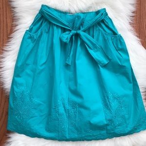 NWT Dream Bay cotton eyelid lace skirt bow belt